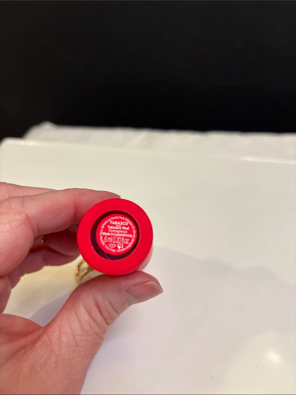 Sephora Red Tabasco Lip Gloss Keychain with Gold Charm